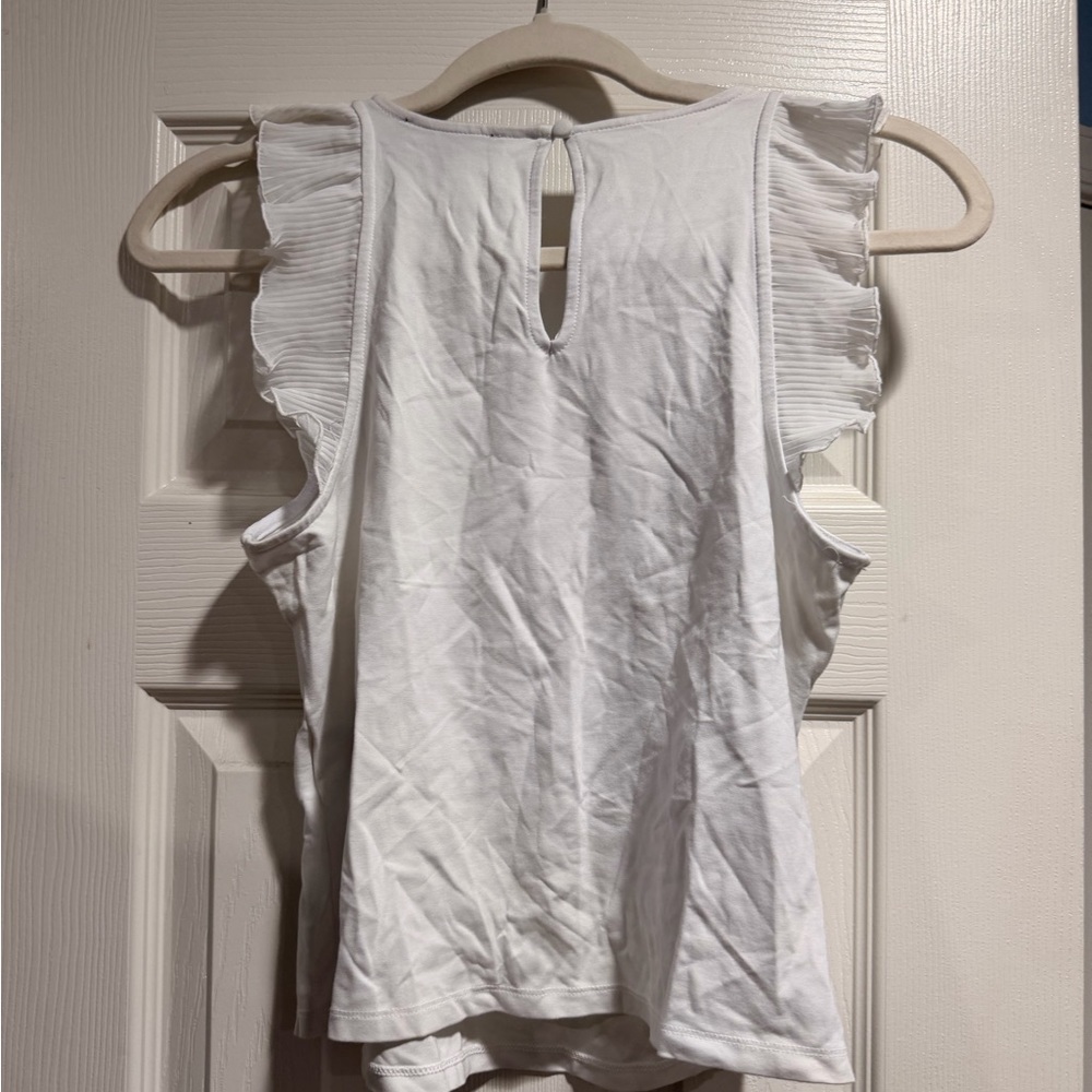 NWT INC International Concepts White Ruffled Blouse - Picture 5 of 5